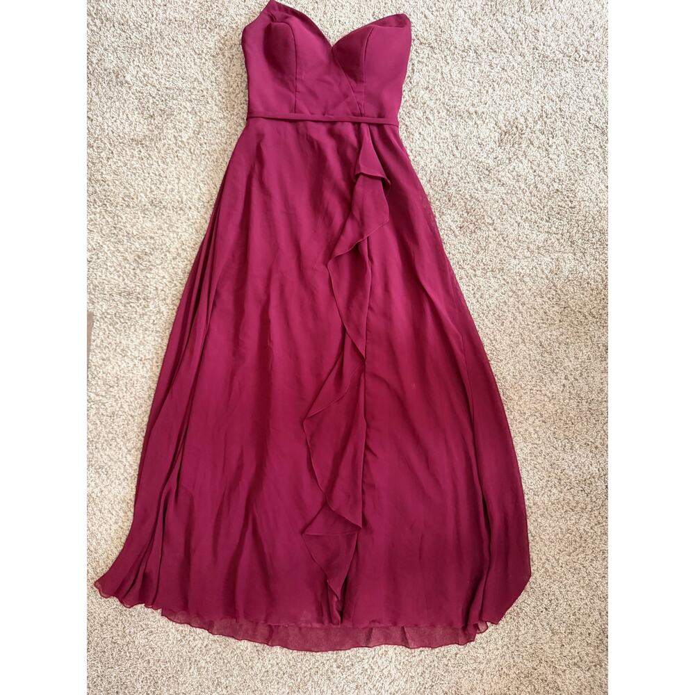 Azazie Strapless Maxi Dress Formal Burgandy S